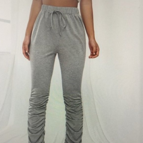 Tie Front Ruched Hem Sweatpants - Picture 3 of 4